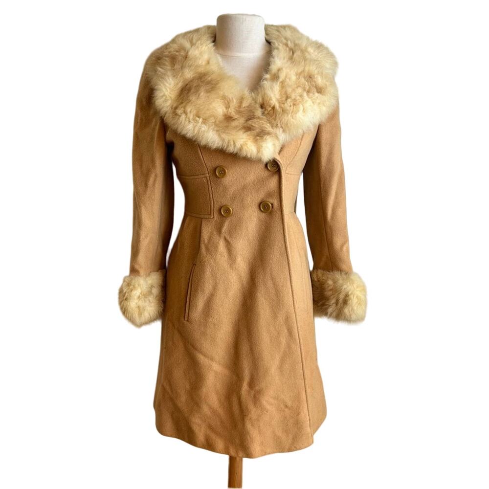 Vintage Penny Lane Faux Fur Collar Wool Coat